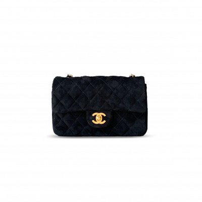 CHANEL SUEDE SMALL DOUBLE FLAP SHOULDER BAG 306481 (20*12*6cm)